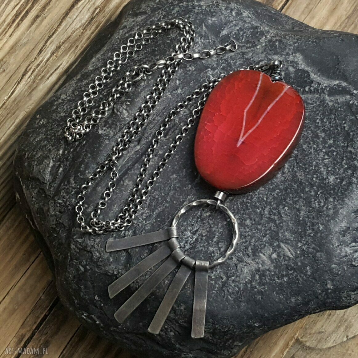 Naszyjnik srebrny z agatem hand made