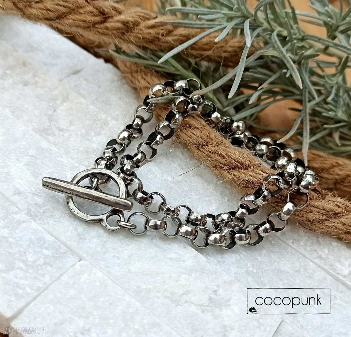 naszyjniki: Naszyjnik Srebro łańcuch z zapięciem toggle hand made