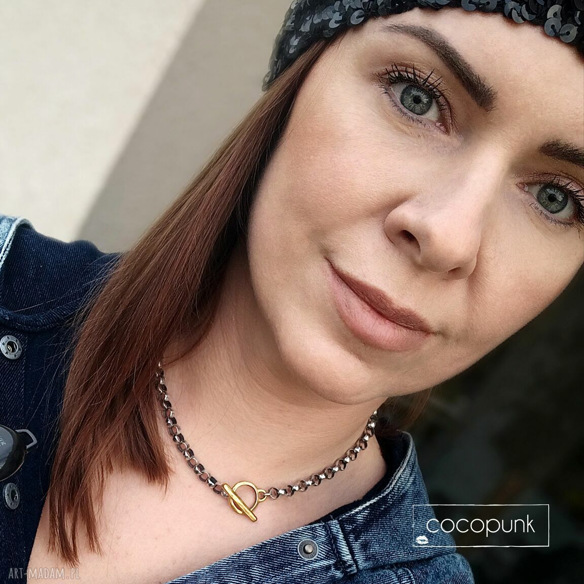 naszyjniki: Naszyjnik Srebro łańcuch ze złotym zapięciem Autorskie