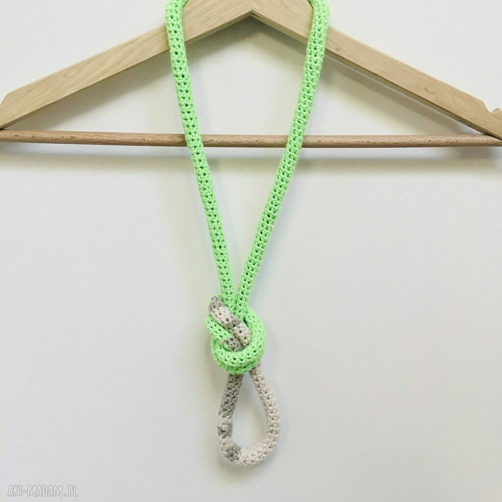 Neonowy naszyjnik szydełkowy boho handmade z bawełny
