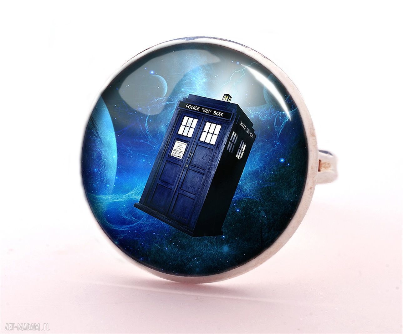 TARDIS medalion z łańcuszkiem Doctor Who ręcznie robiony