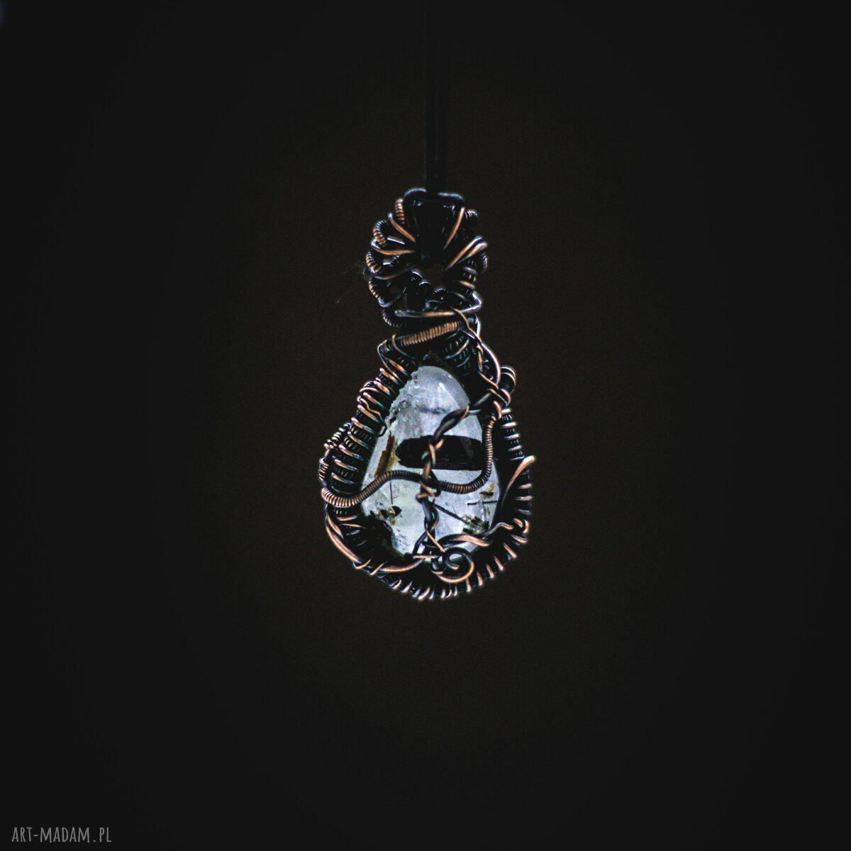 Naszyjnik Turmant z kwarcem i turmalinem (wire wrapping)