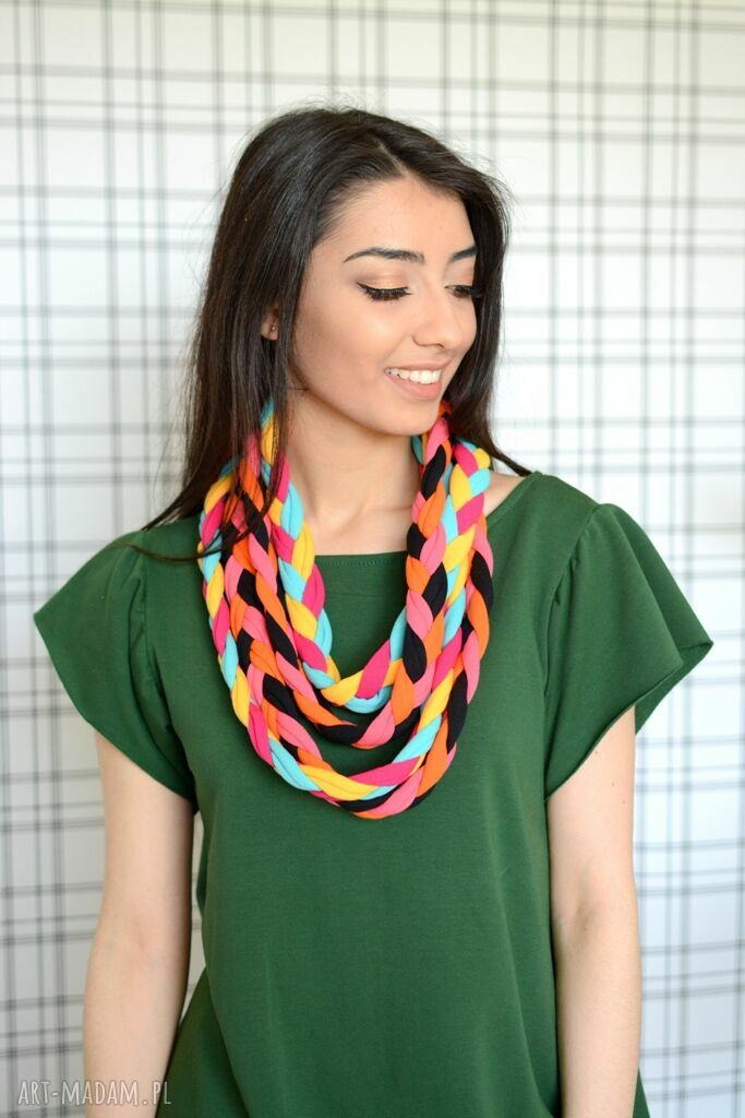 Naszyjnik warkocz color sheyk bawełna eko ręcznie warkocze letnio