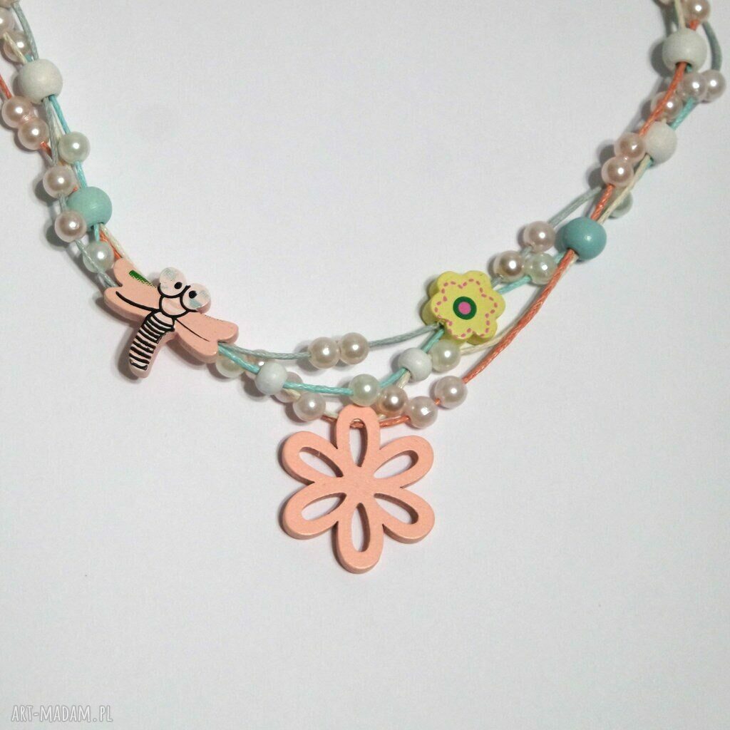 Naszyjnik Ważka i Kwiaty - Sznureczki dla Dzieci (handmade)