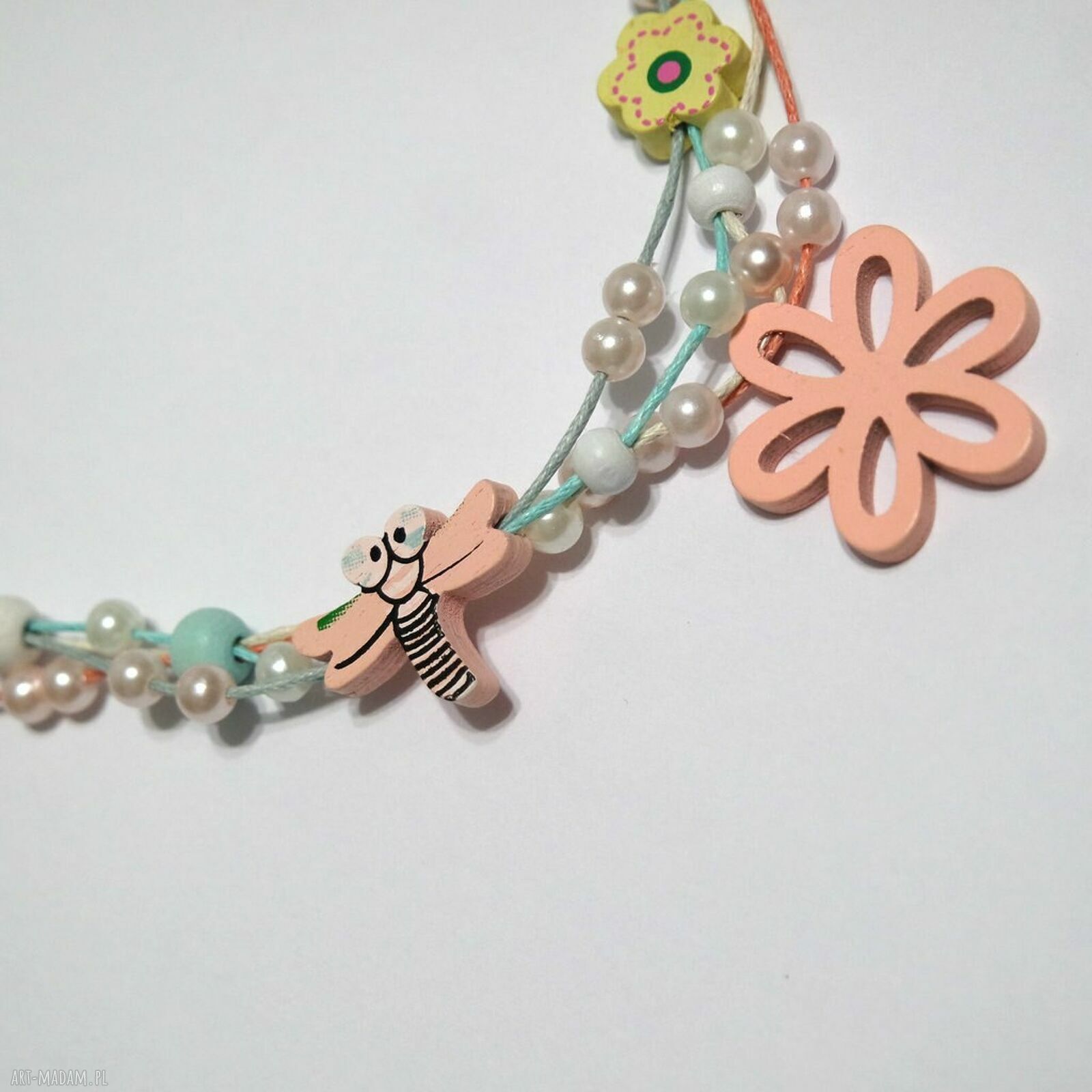 Naszyjnik Ważka i Kwiaty - Sznureczki dla Dzieci (handmade)