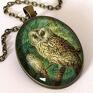 handmade naszyjniki wiktoriańska sowa owalny medalion z łańcuszkiem