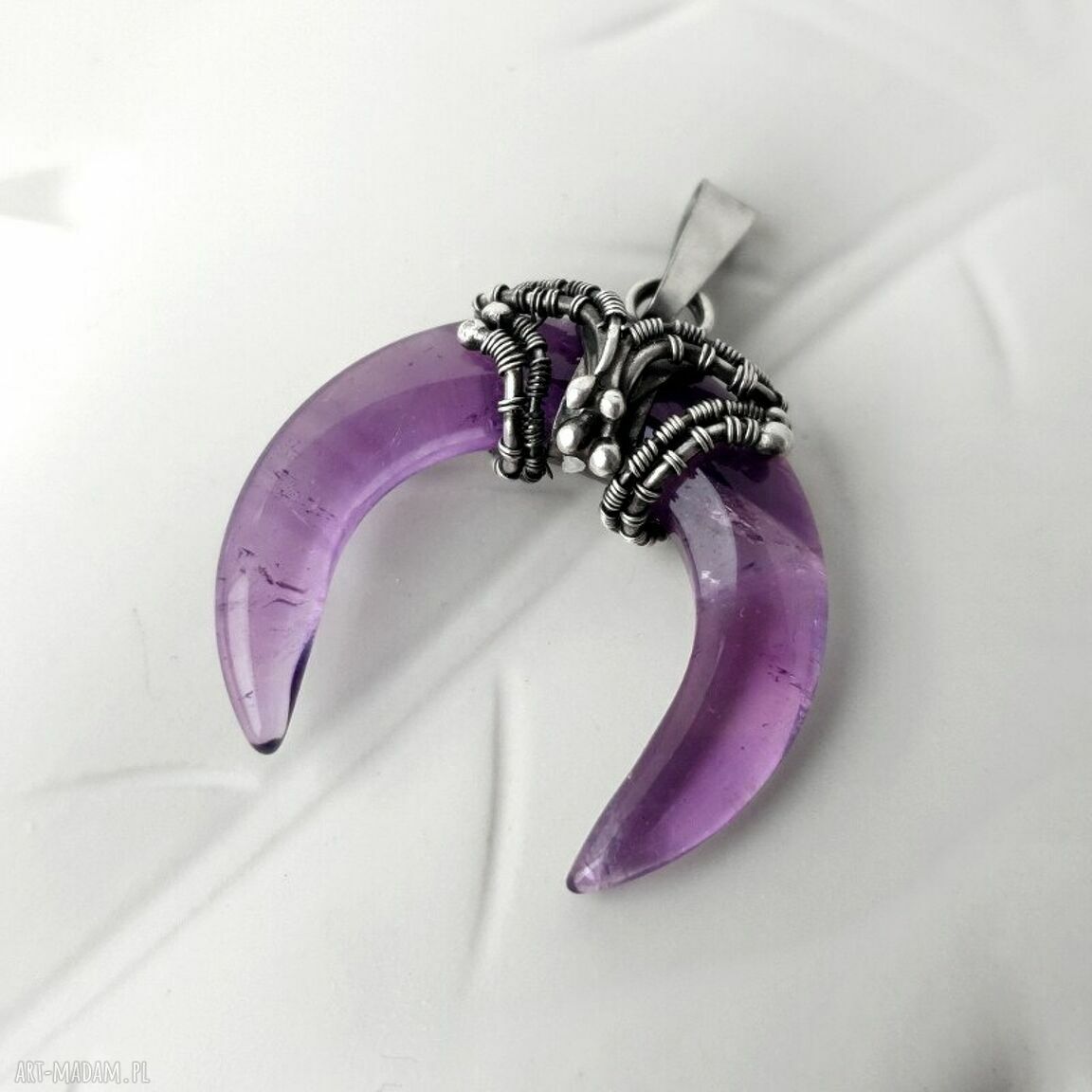 wisiorki: Róg obfitości srebrny wisior z ametystem. Autorskie