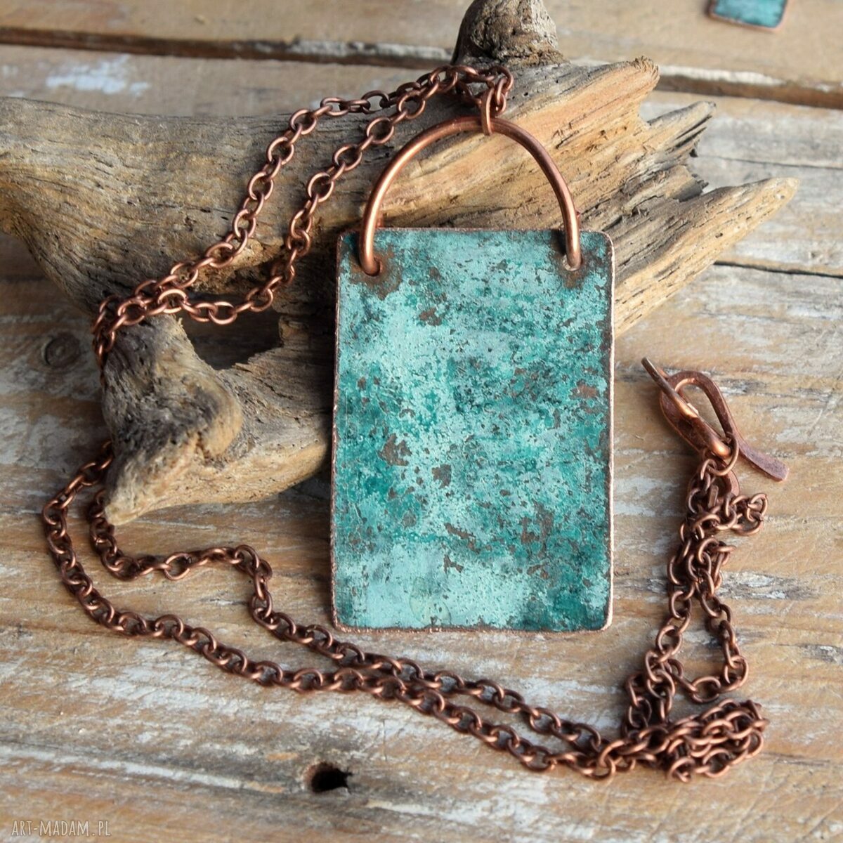 Wisior - miedziany naszyjnik z patynowanej miedzi boho handmade