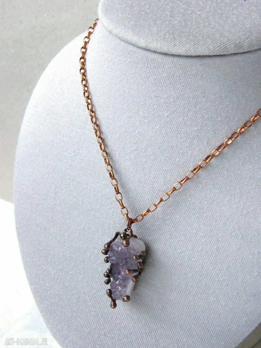 Naszyjnik z wisiorkiem ametyst kamień amulet dla kobiet