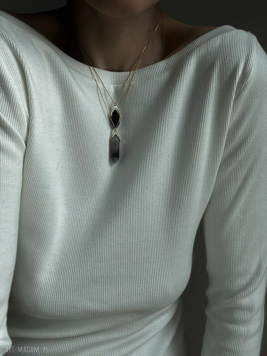 Duży ametyst w różowym złoceniu - naszyjnik-amulet ze srebra 925