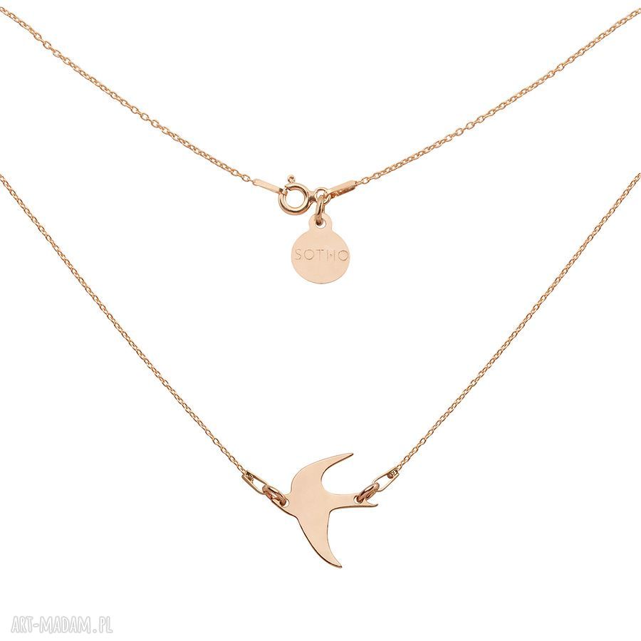 Naszyjnik jaskÓŁkĄ rÓŻowego zŁota różowe jaskół