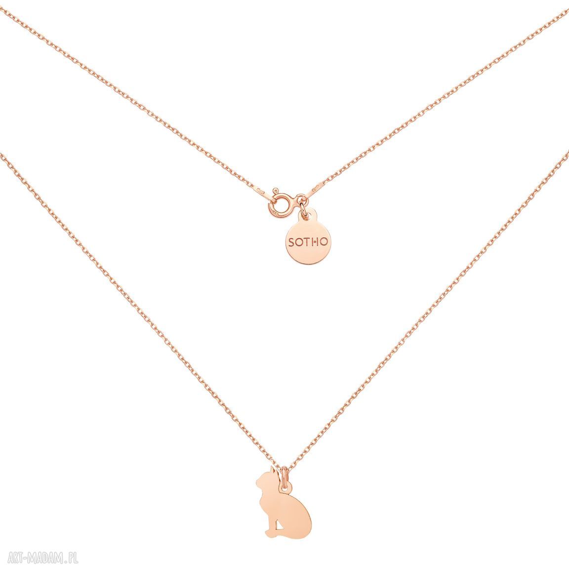 Naszyjnik kotem różowego złota różowe kot łańcuszek