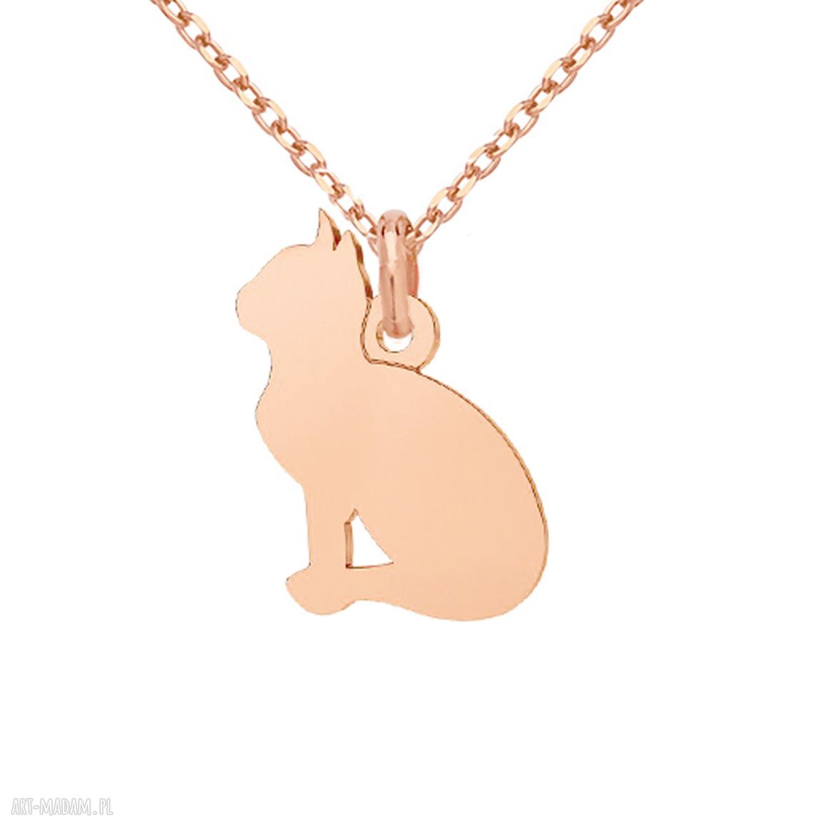 naszyjniki: Naszyjnik z kotem z różowego złota Handmade
