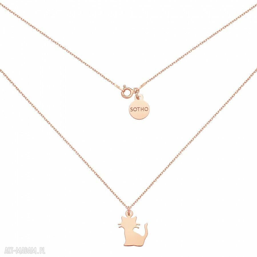 Naszyjnik kotkiem rÓŻowgo zŁota modny kobiecy kotek srebro