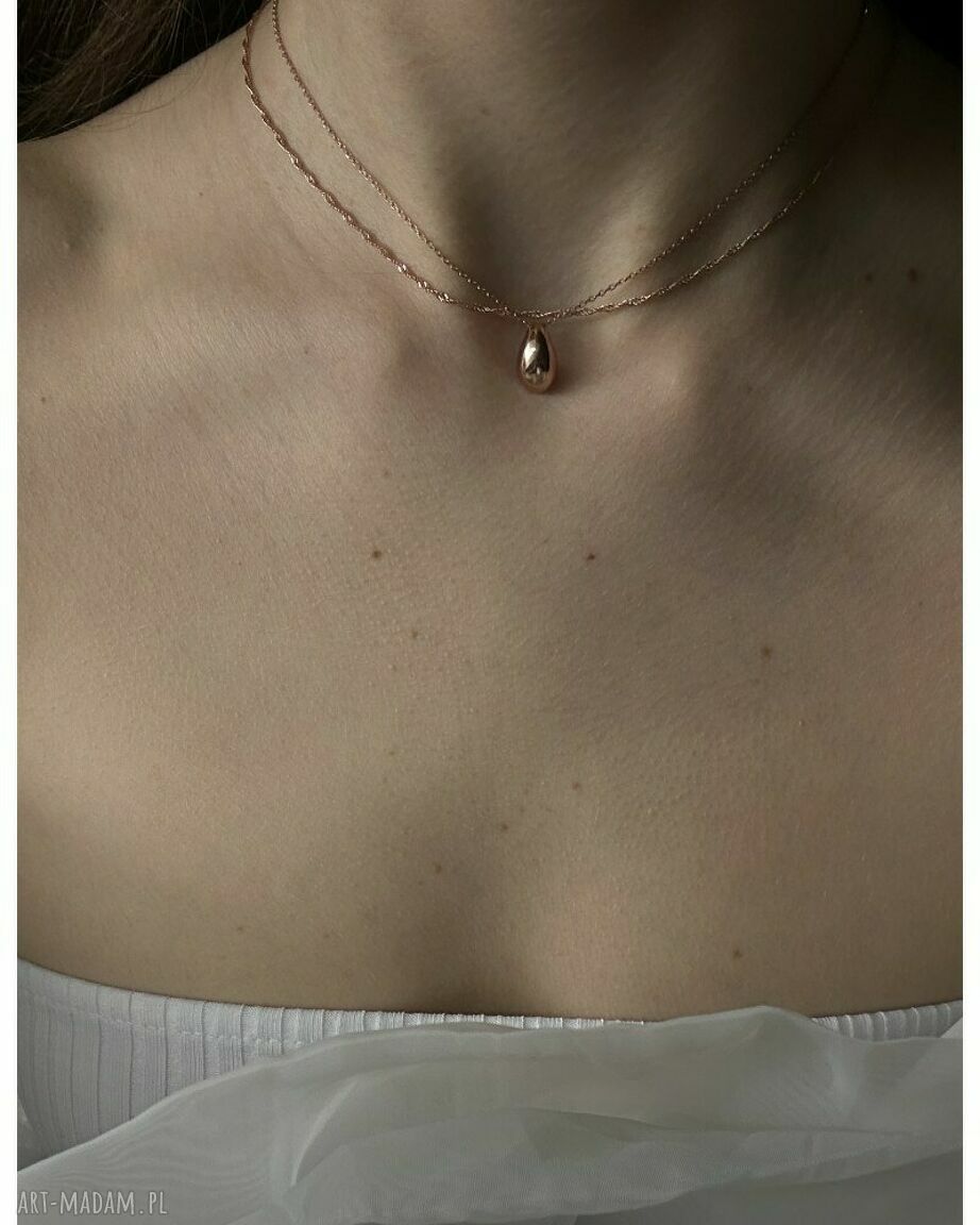 naszyjniki: Naszyjnik z kroplą z różowego złota Hand Made