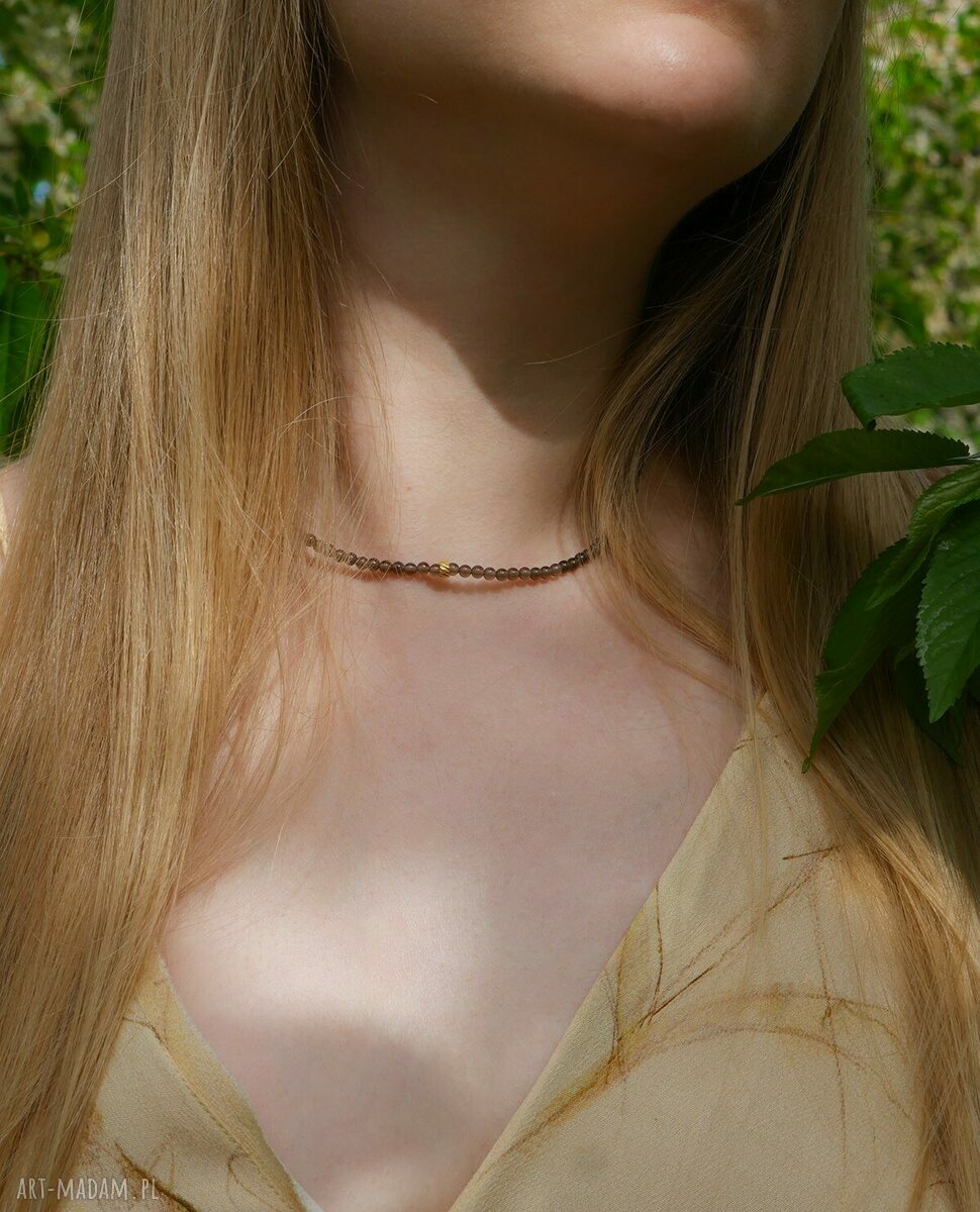 Naszyjnik z kwarcem dymnym - delikatna biżuteria handmade