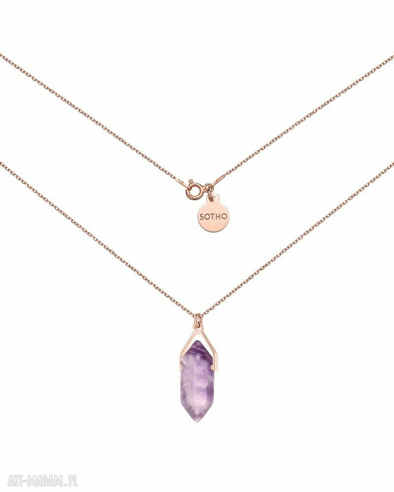 Naszyjnik małym fluorytem różowym złoceniu kamień kamienie