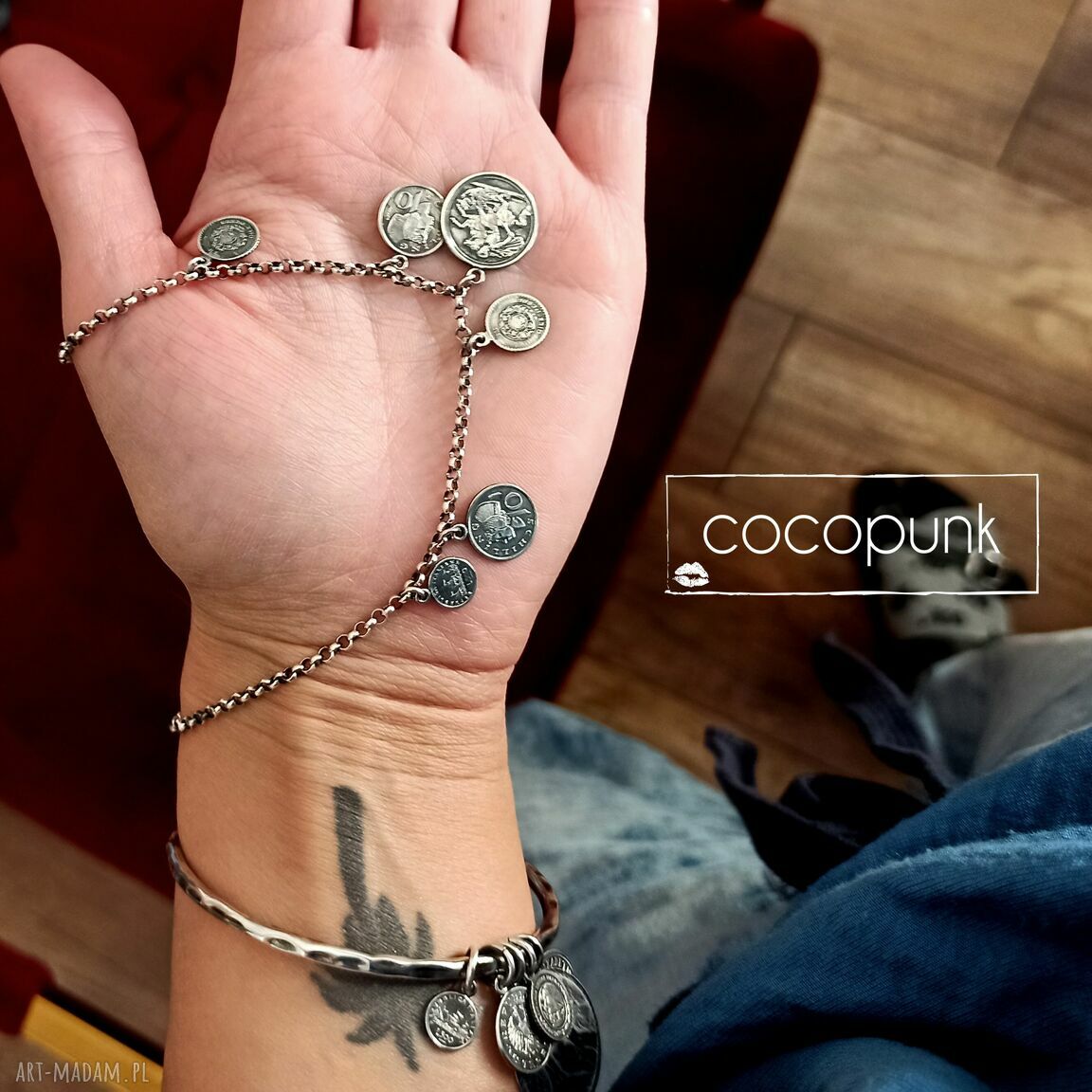 Srebrny naszyjnik z monetami boho - srebro 925