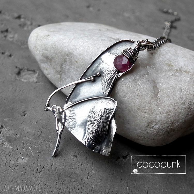 Naszyjnik motylem turmalinem elficki baśniowy romantyczny prezent