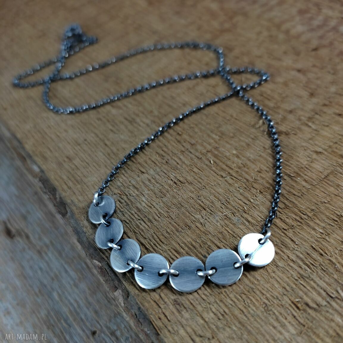Naszyjnik z oksydowanego srebra 925 - blaszki 8 mm