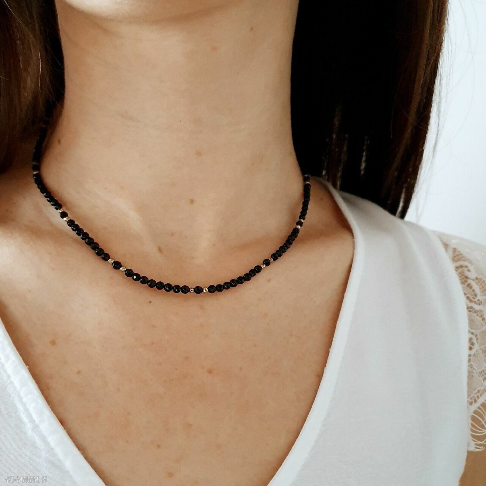 Regulowany choker z onyksu i hematytu