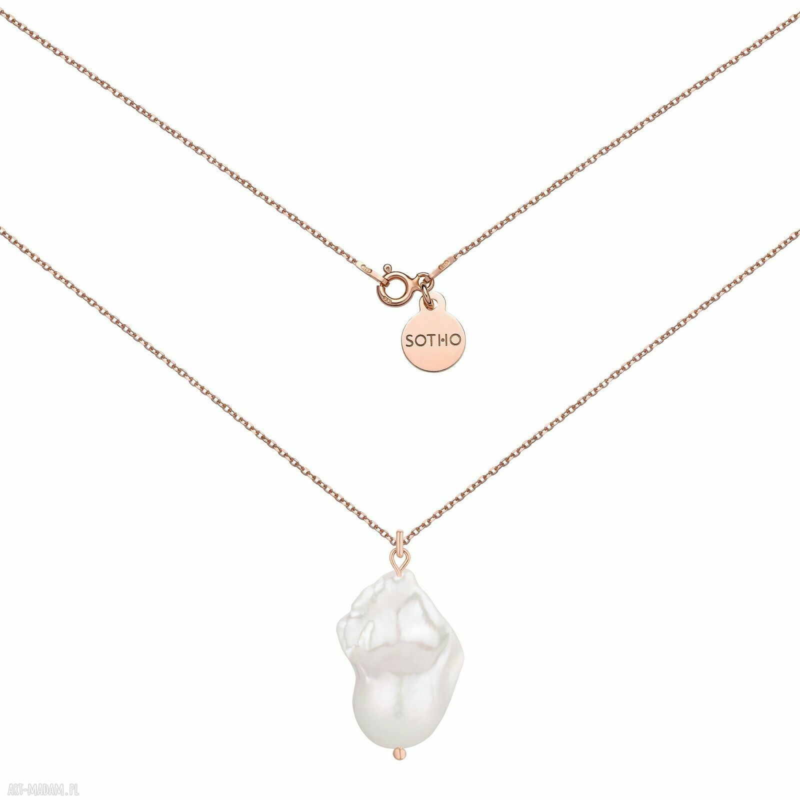 Naszyjnik różowego złota barokową pozłacany perła naturalna