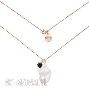 naszyjnik z różowego złota barokową perłą i czarną