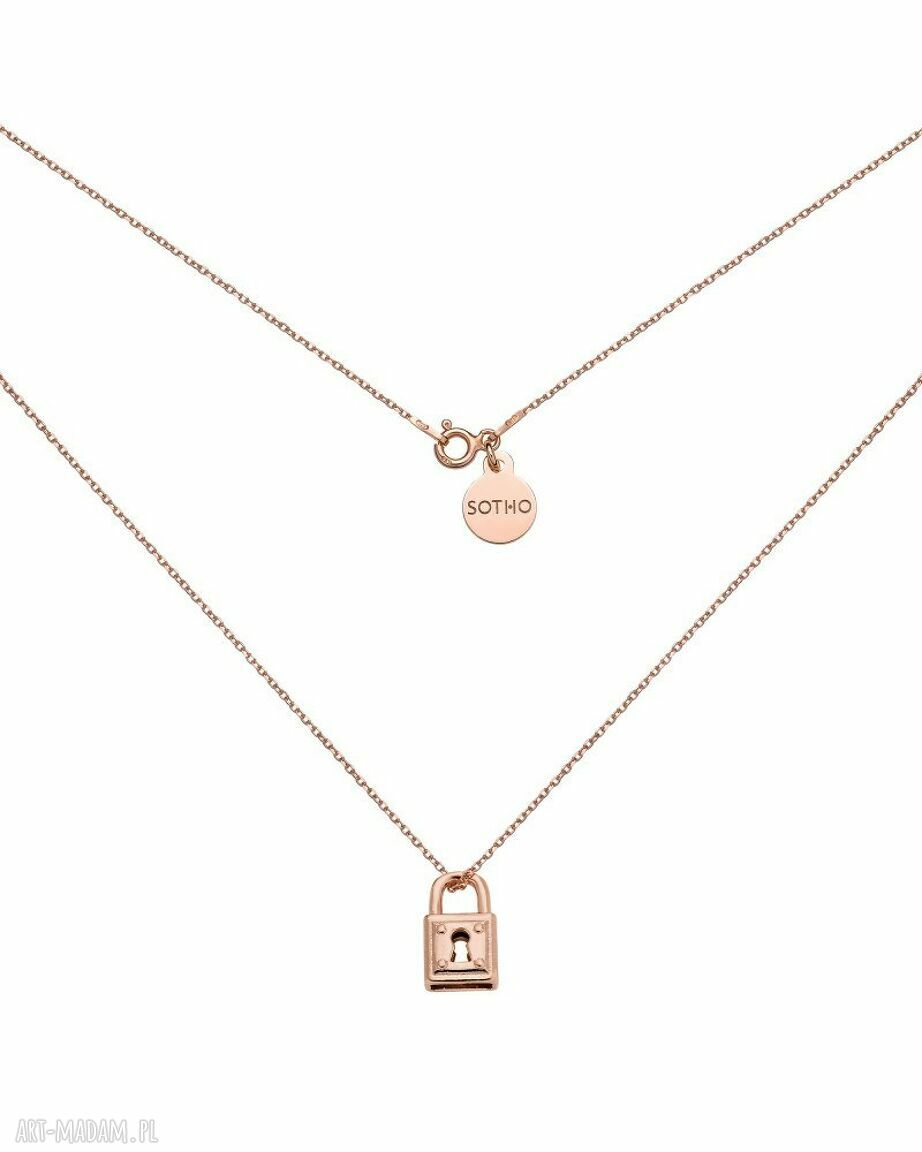 Naszyjnik różowego złota kłódką różowe zawieszka kłódeczk