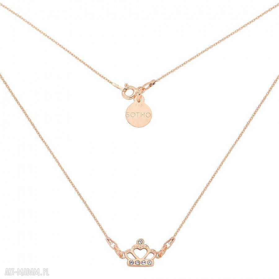 Naszyjnik z różowego złota z koroną SWAROVSKI® CRYSTAL - srebro 925 SOTHO