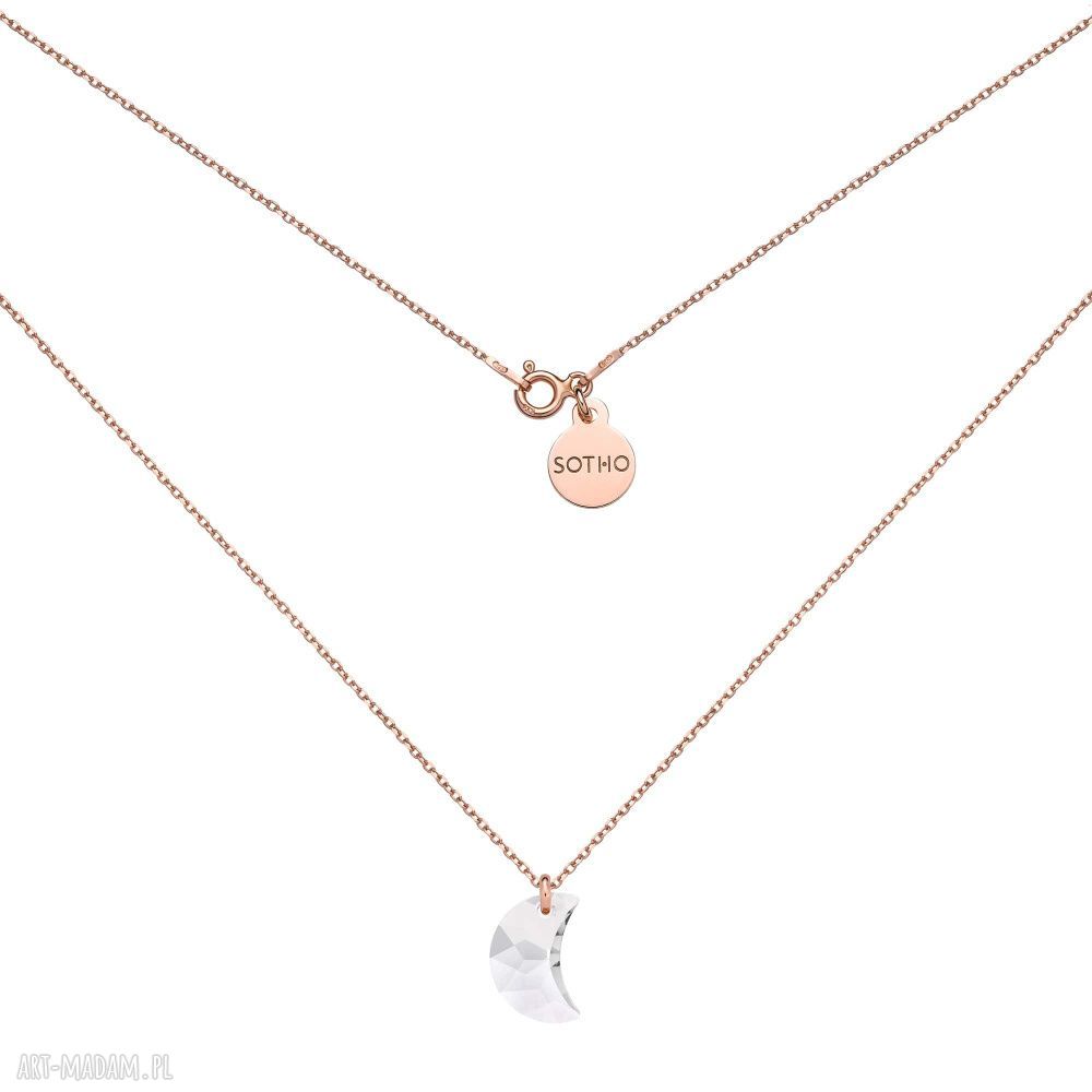 Naszyjnik z różowego złota z księżycem Swarovski - subtelna biżuteria na co dzień