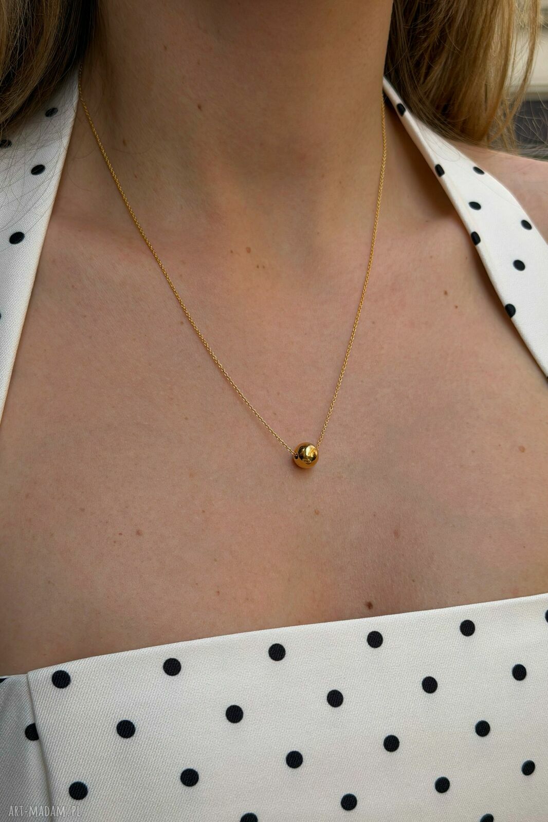 naszyjniki: Naszyjnik z różowego złota z kulką Hand Made