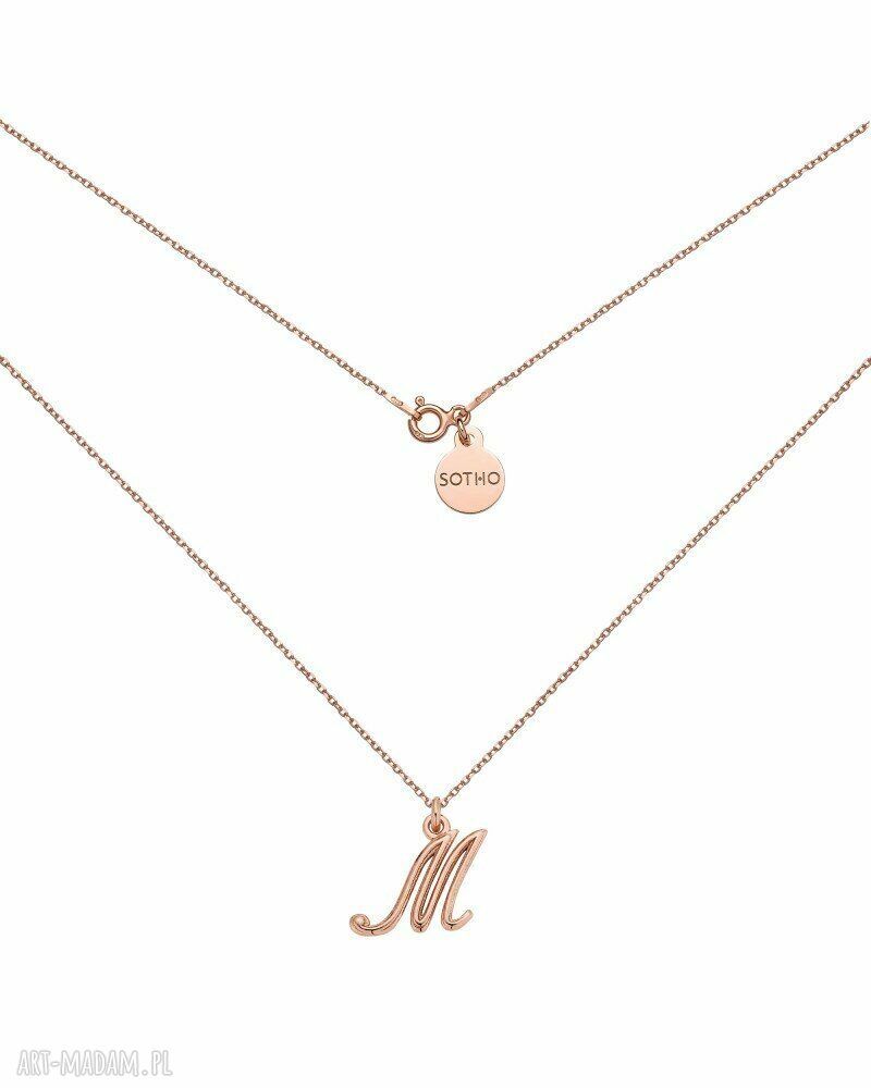 Naszyjnik różowego złota literką różowe litera klasyczna