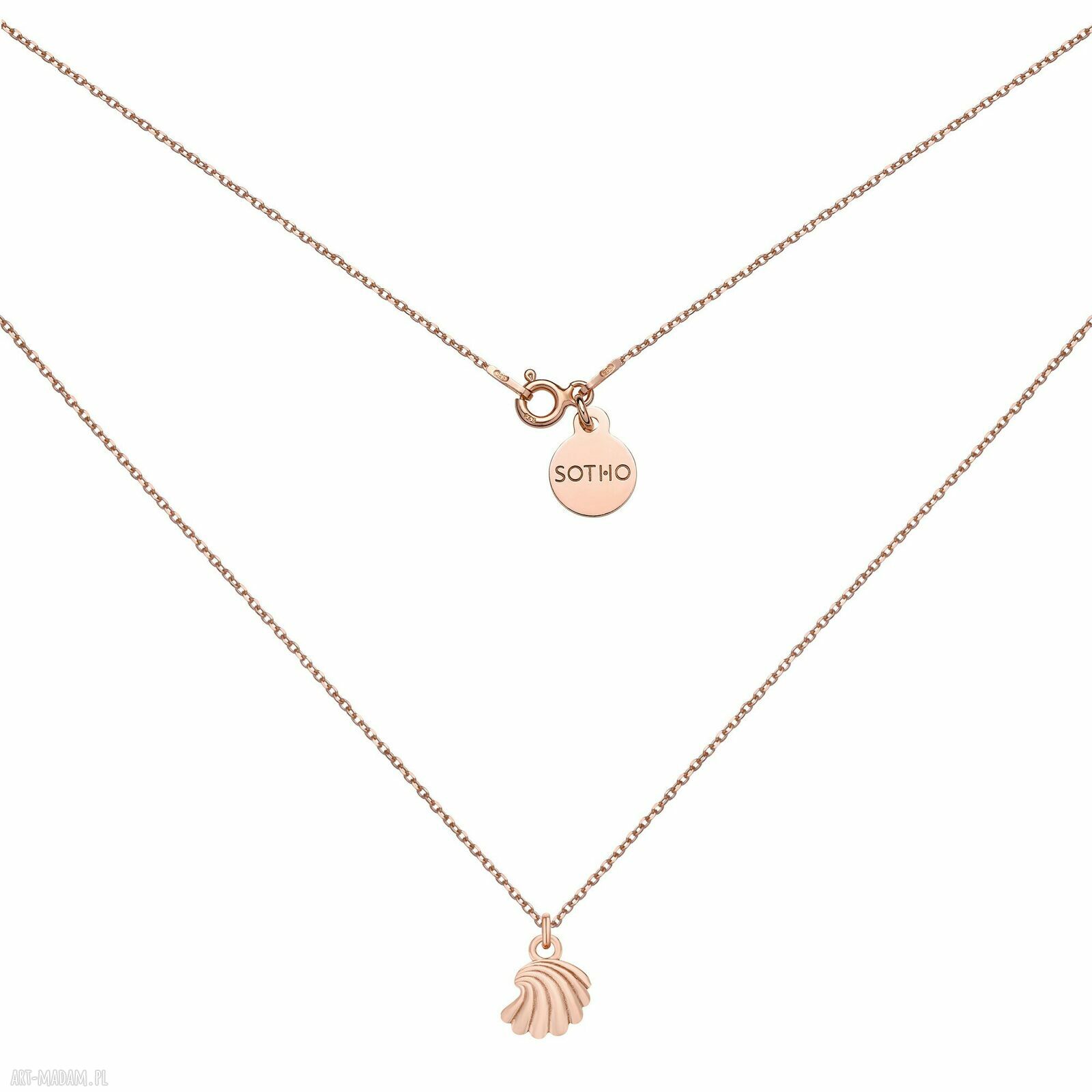 Naszyjnik różowego złota muszla muszelka pozłacany