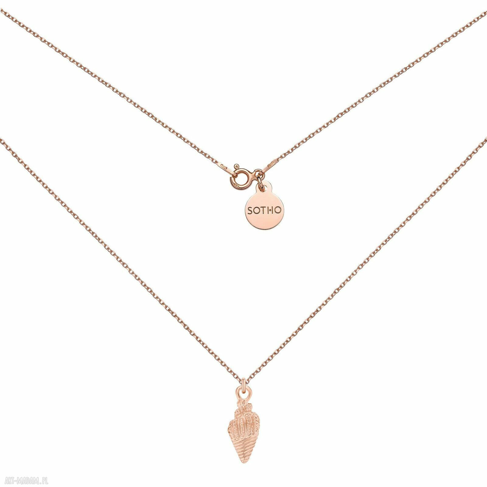 Naszyjnik różowego złota muszelką muszlą muszlami pozłacany