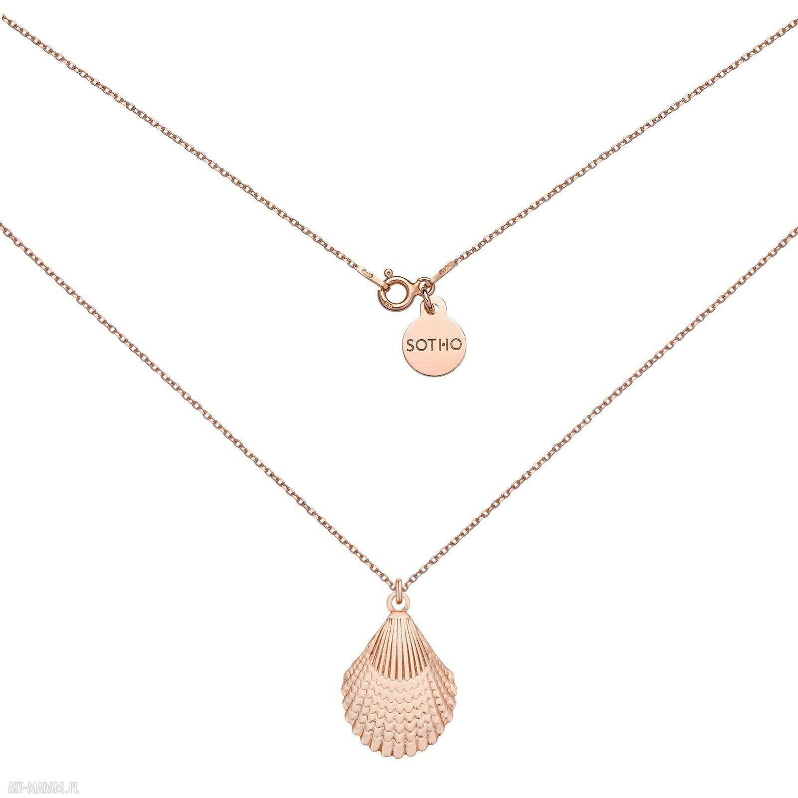 Naszyjnik różowego złota muszla muszelka pozłacany