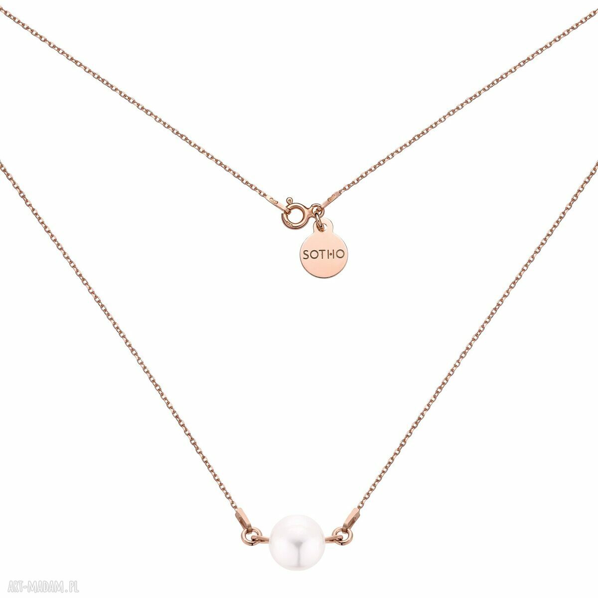 Naszyjnik różowego złota naturalną perła łańcuszek natur
