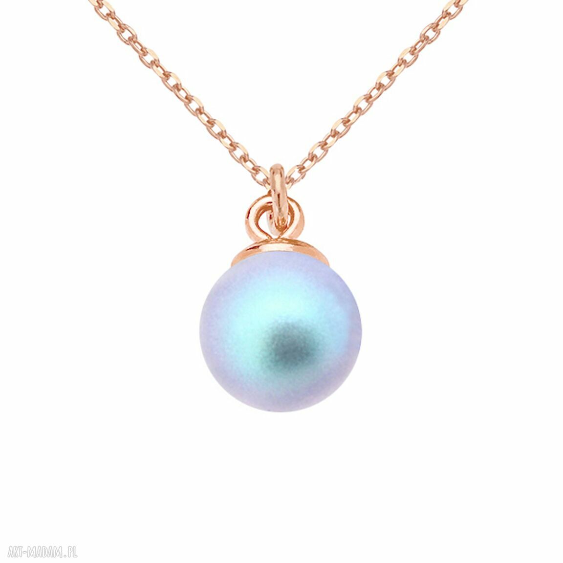 naszyjniki: Naszyjnik z różowego złota z niebieską perłą SWAROVSKI® CRYSTAL handmade