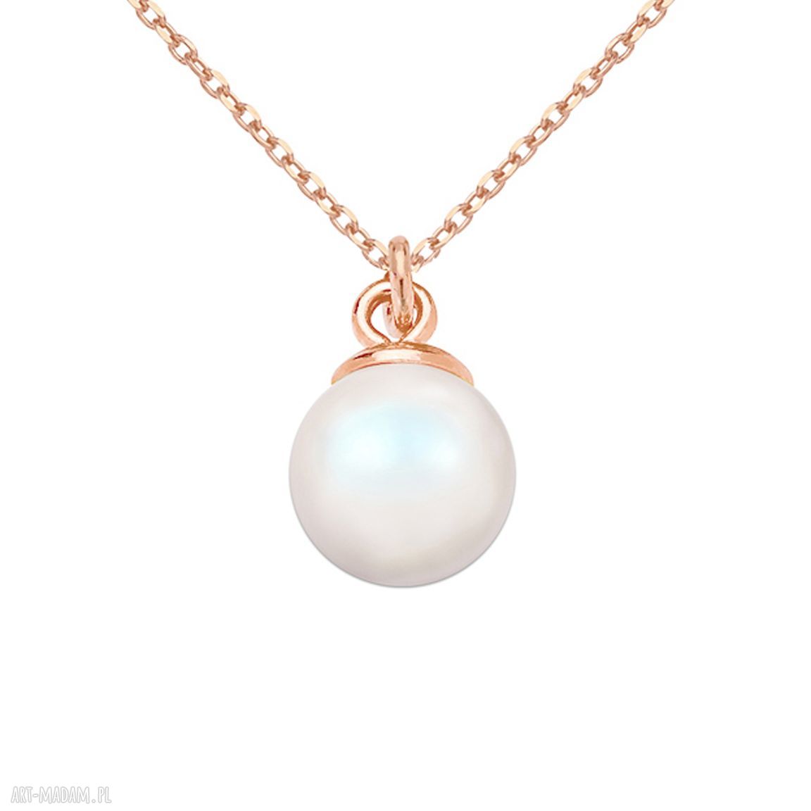 naszyjniki: Naszyjnik z różowego złota z opalizującą perłą SWAROVSKI® CRYSTAL Ręcznie
