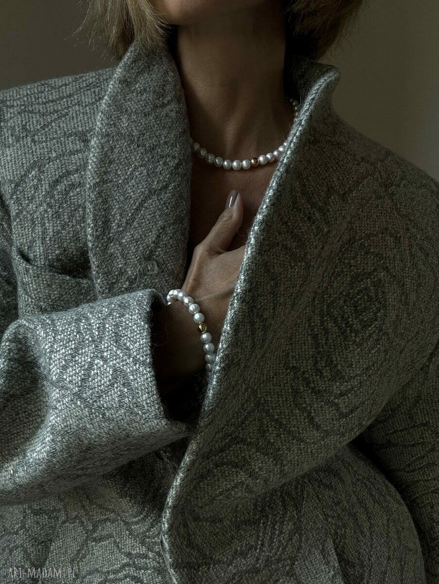 naszyjniki: Naszyjnik z różowego złota z pereł naturalnych z kulką Autorskie