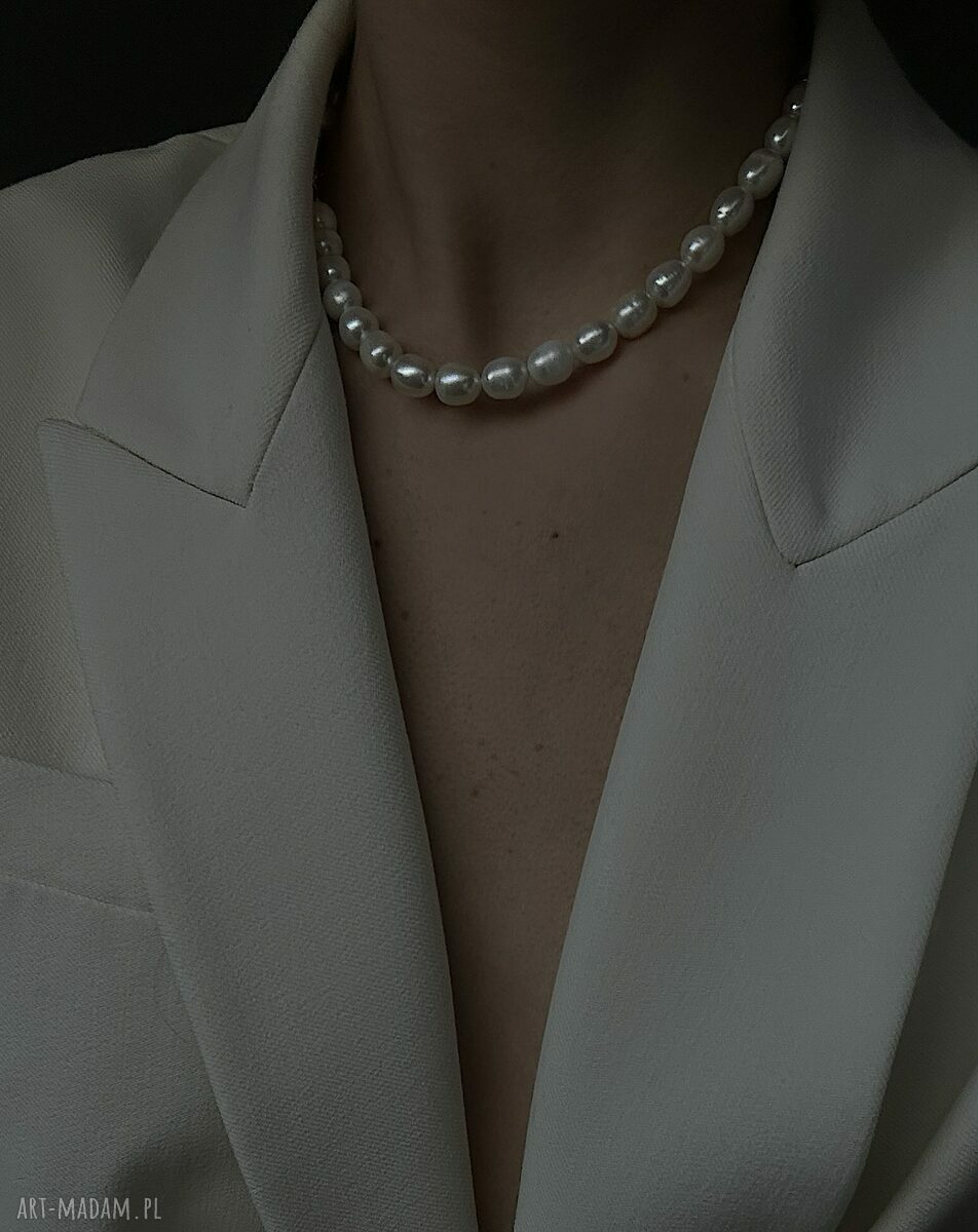 naszyjniki: Naszyjnik z różowego złota z pereł naturalnych Handmade