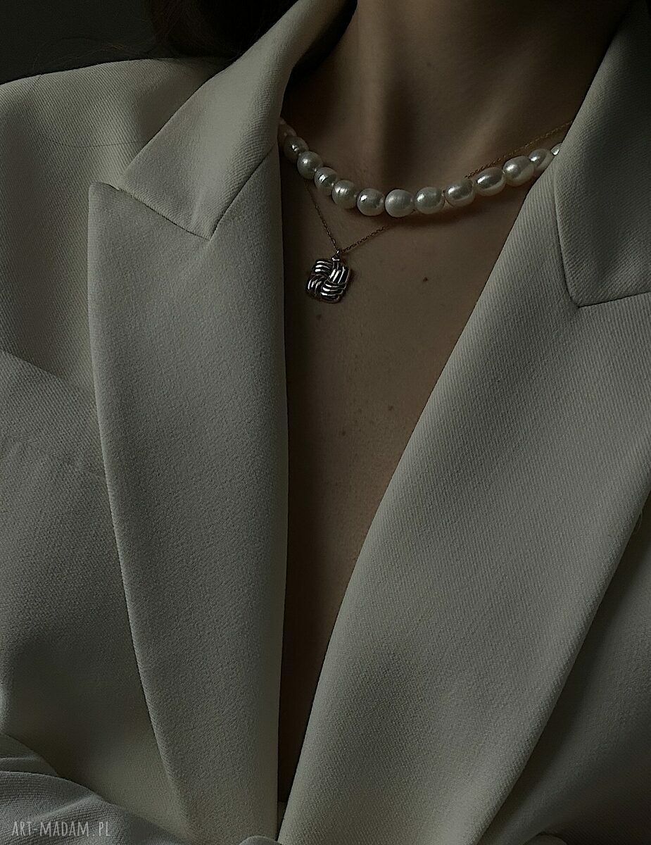 naszyjniki: Naszyjnik z różowego złota z pereł naturalnych Handmade