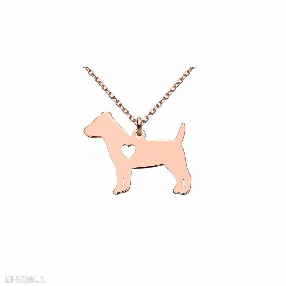 naszyjniki: Naszyjnik z różowego złota z psem rasy jack russell terrier HandMade