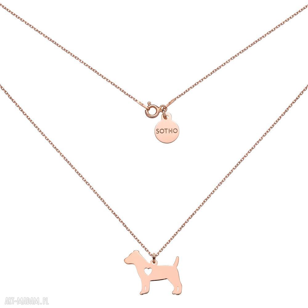 Naszyjnik różowego złota psem rasy jack russell terrier pies