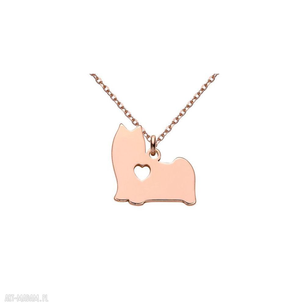naszyjniki: Naszyjnik z różowego złota z psem rasy shih tzu Hand Made