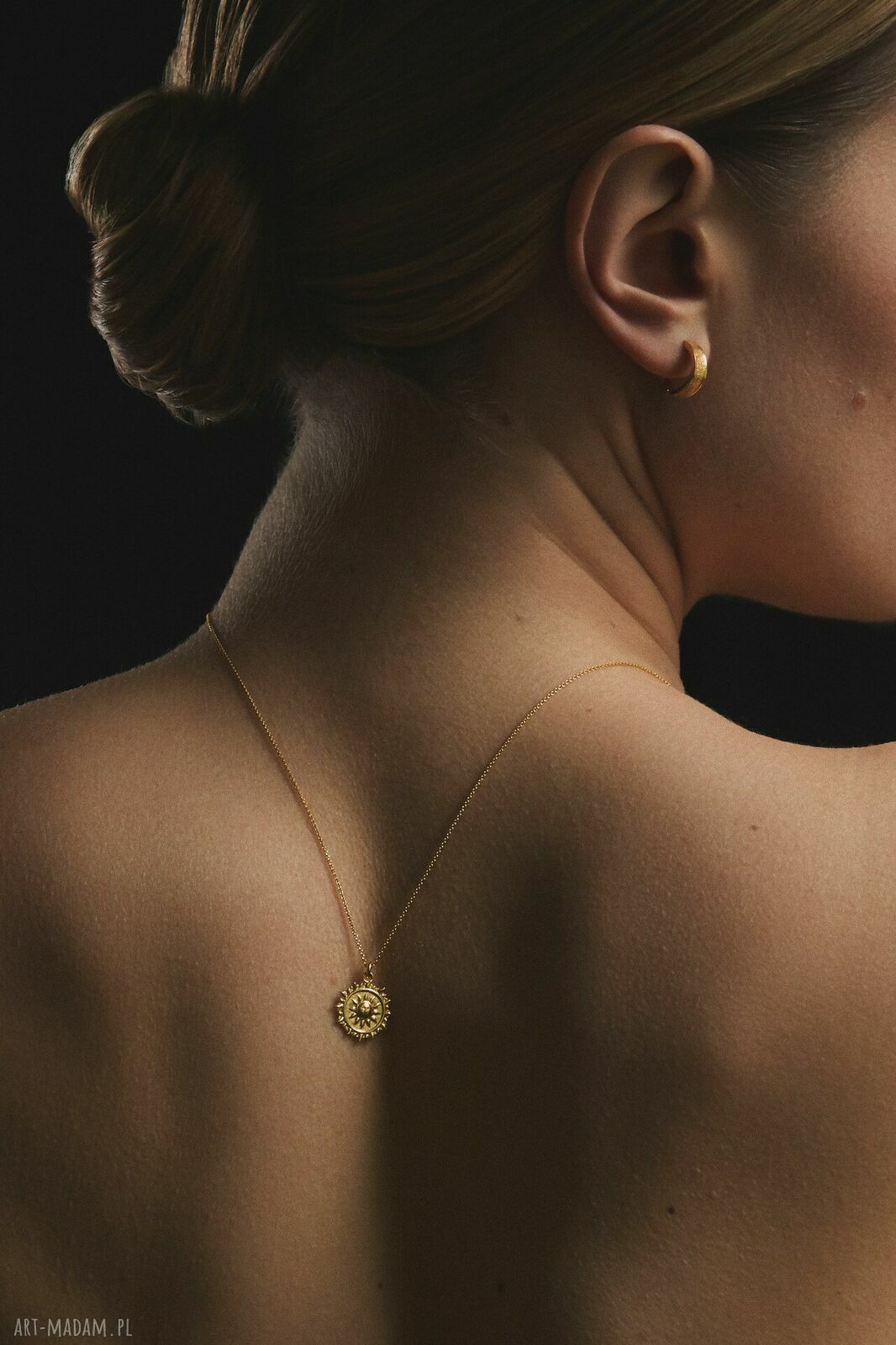 naszyjniki: Naszyjnik z różowego złota ze słońcem handmade