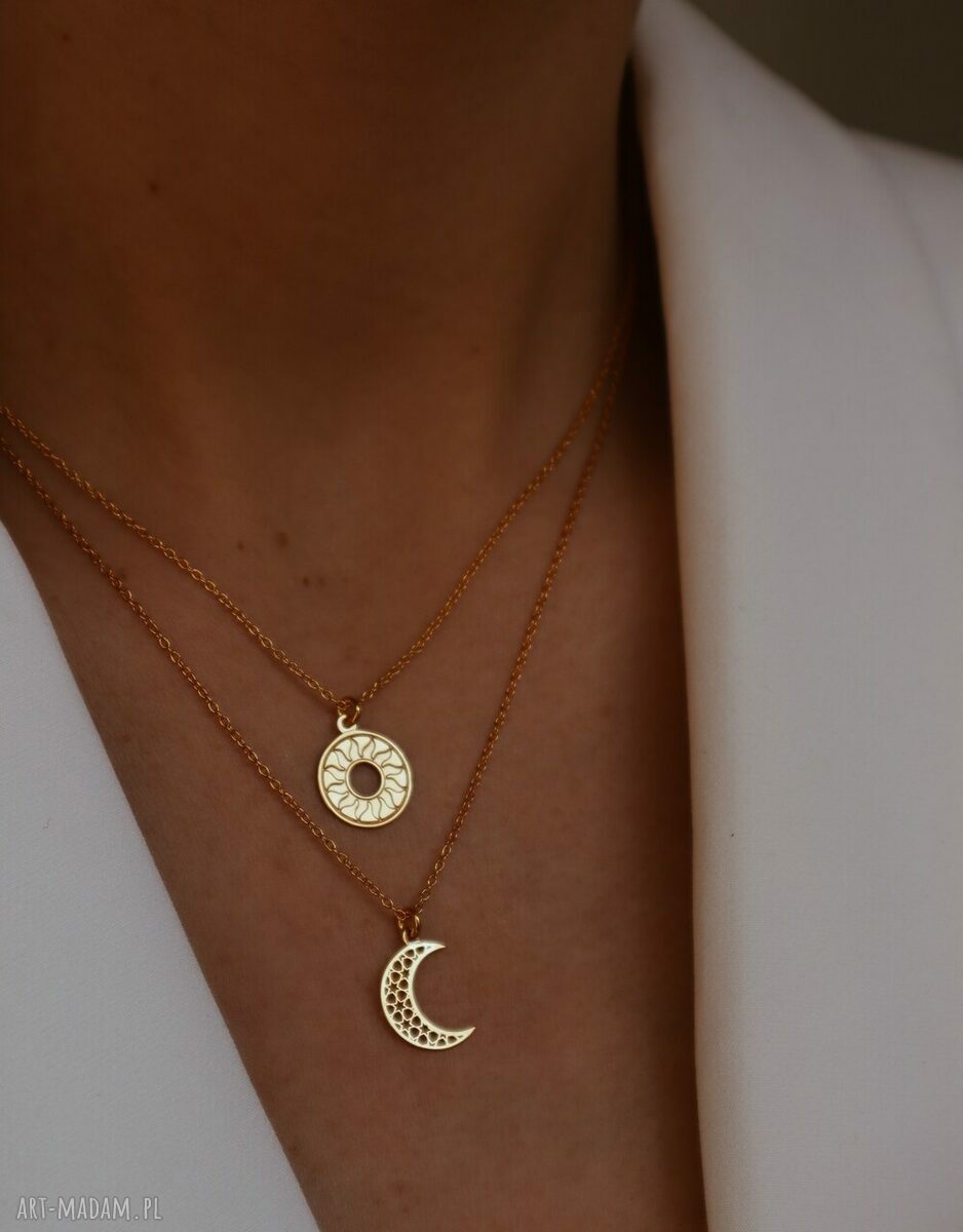 naszyjniki: Naszyjnik z różowego złota ze słońcem handmade