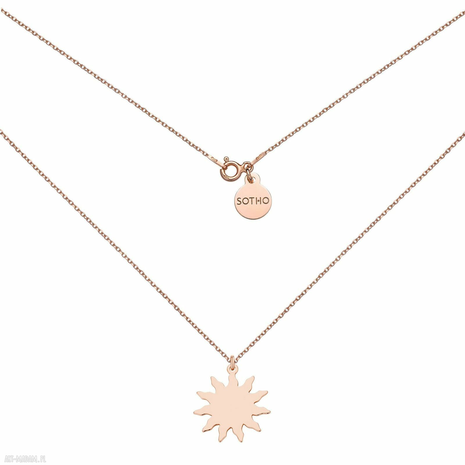 Naszyjnik różowego złota słoneczkiem pozłacany słońce słoneczko