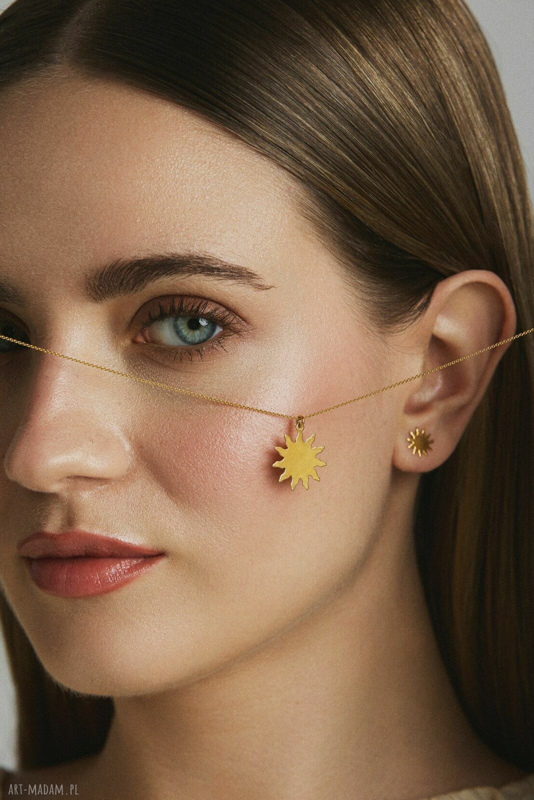 naszyjniki: Naszyjnik z różowego złota ze słoneczkiem handmade