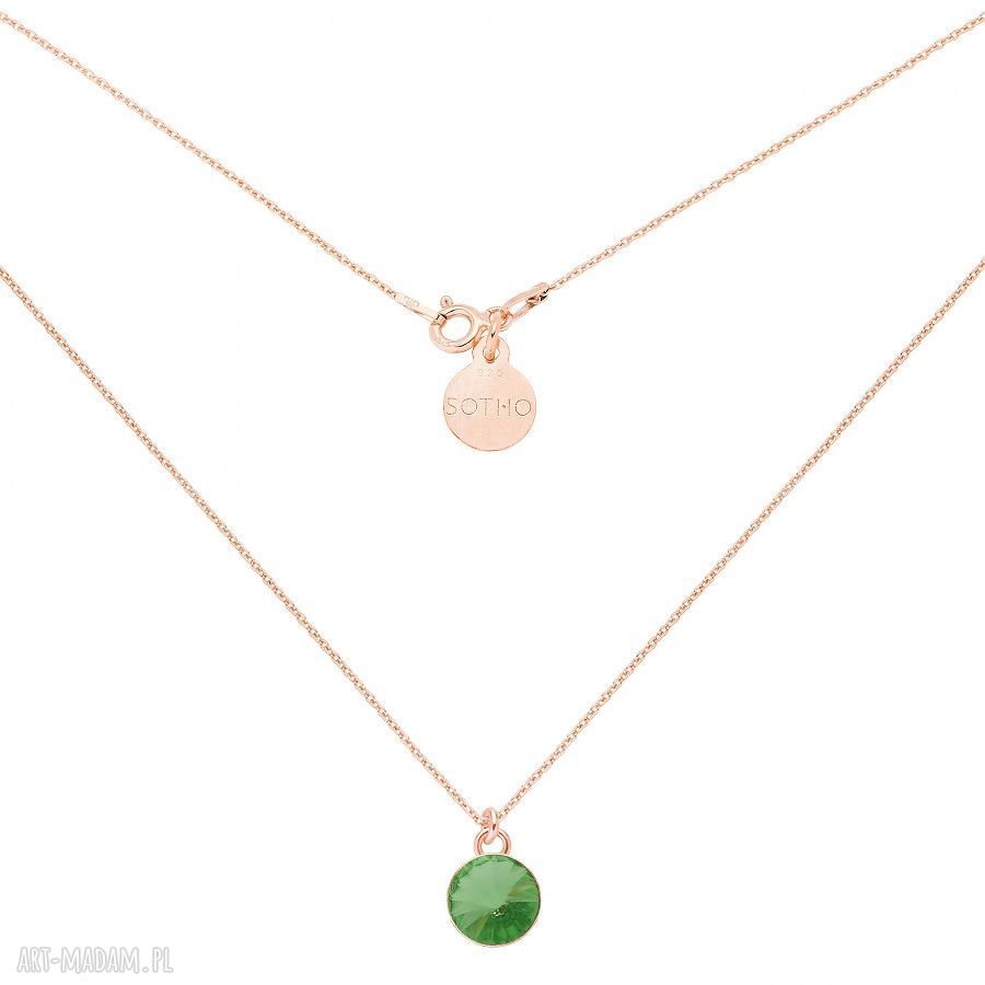 Naszyjnik rÓŻowego zŁota zielonym krysztaŁem swarovski® crystal