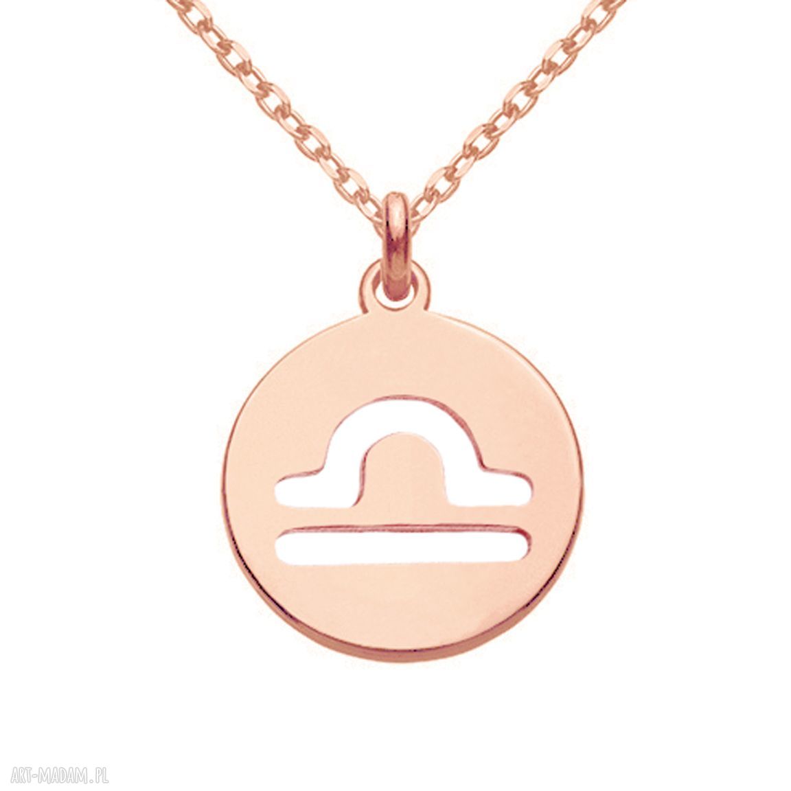 naszyjniki: Naszyjnik z różowego złota z zodiakiem Wagi Handmade